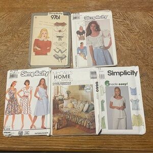 Vintage Simplicity & McCall’s 80s & 90s Sewing Patterns Lot Of 5